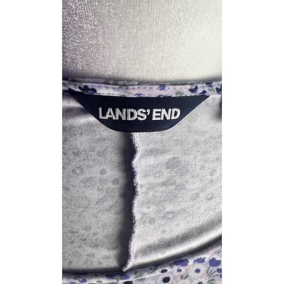 Lands End Empire Waist Floral Jersey Modal Blend Stretch Sz L 14/16 Dress - Picture 8 of 10
